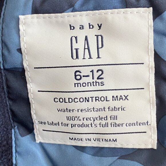 Baby Gap Dinosaur Print ColdControl Max One-Piece Quilted Snowsuit Blue 6-12 mos - Picture 15 of 16